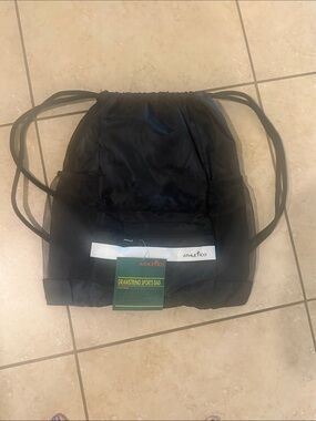 Black Drawstring Belt Bag with Mesh Pockets